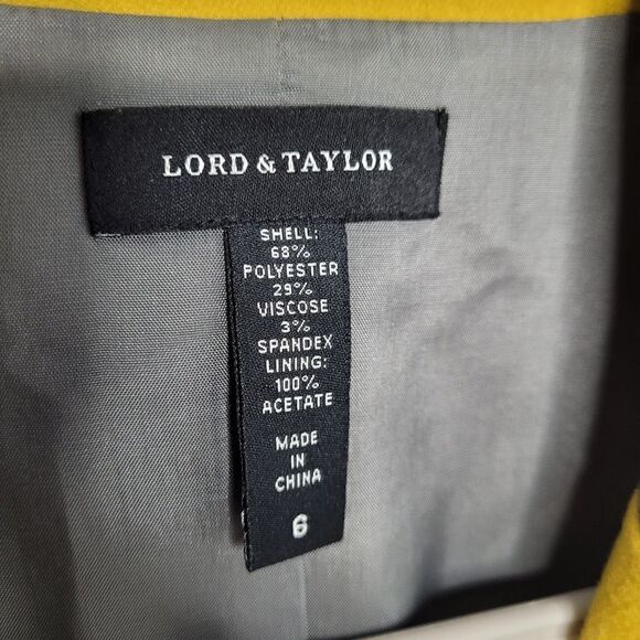 LORD & TAYLOR blazer chartreuse button up collared jacket 6 - Picture 6 of 8
